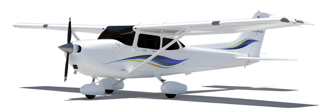 Cessna 172 Skyhawk am Flughafen Nazca Einmotorige Cessna 172 Skyhawk für zwei Passagiere am Flughafen Nazca