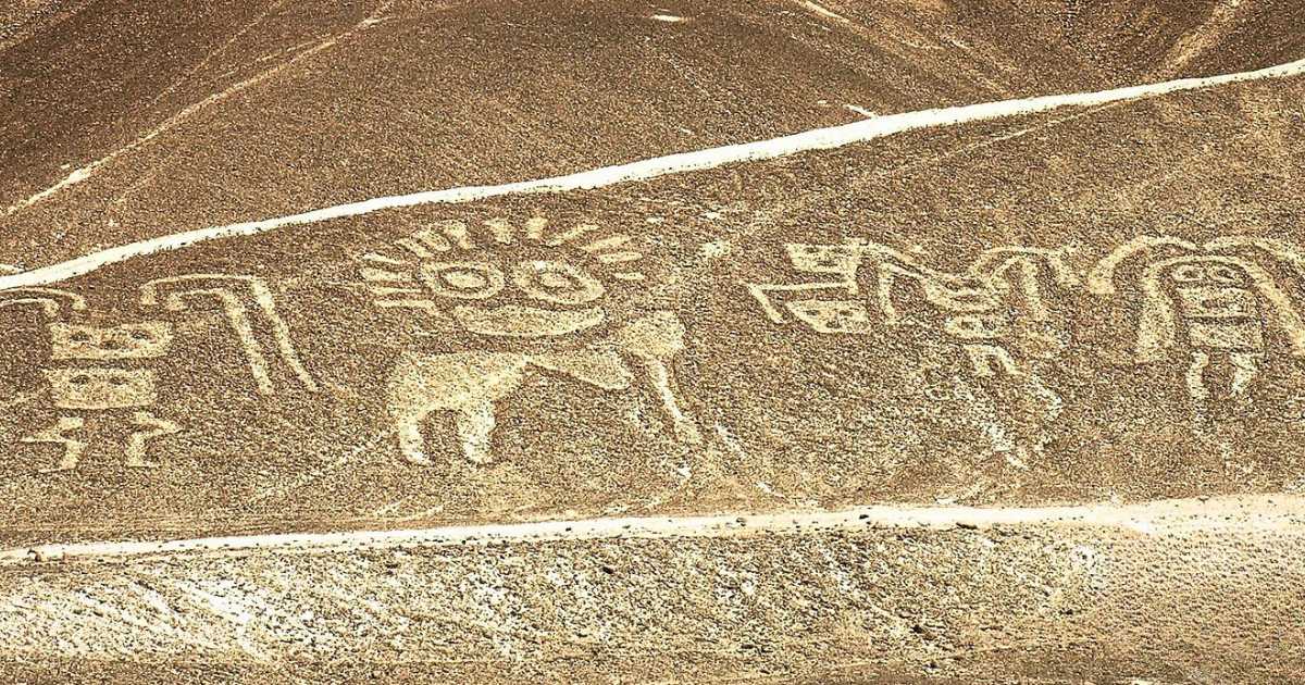 Palpa Lines Flight Palpa geoglyphs carved into the desert hillsides, seen from a private flight