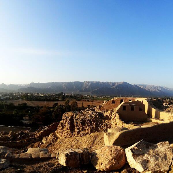 Sunset view over Inca Ruins of Paredones and Nazca Valley.